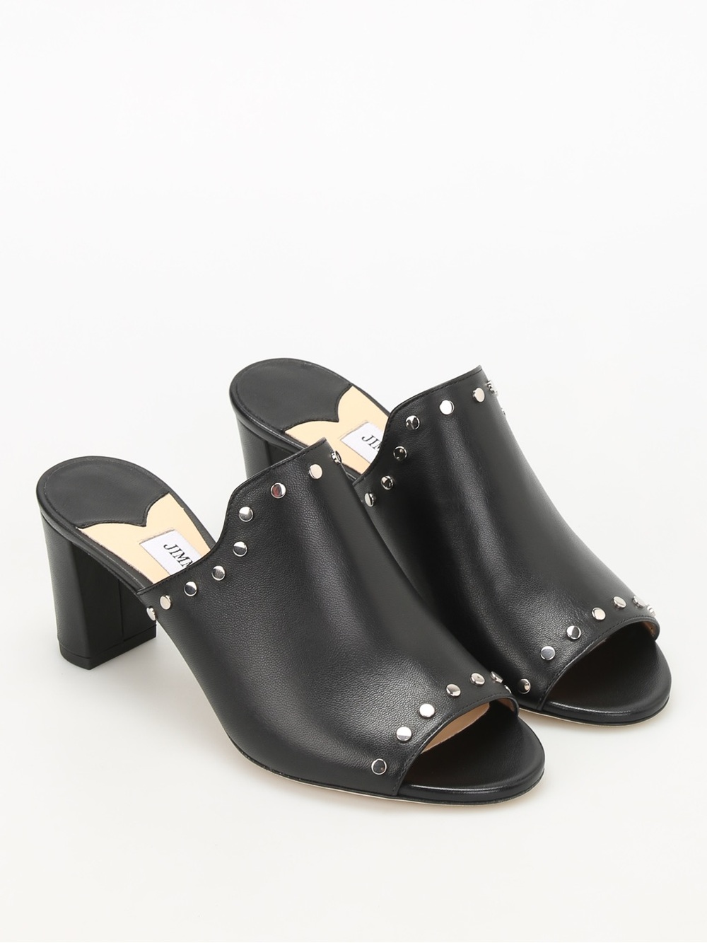 Jimmy Choo 36.5 Myla Studded Mules Black Leather